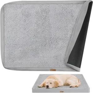 티브레이 반려견 침대 커버 3면 연속 지퍼 방수 라이너 부드러운 플러시 반려동물 매트리스 푹신한 보호대