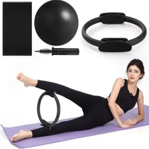 치카보 필라테스 링 서클 및 볼 세트 12인치 매직 9인치 소형 운동 저항 밴드 여성용 가정용 장비