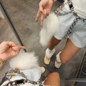 리얼 폭스 여우꼬리 가방키링