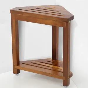 다리 면도용 보신 16인치 샤워 풋레스트 코너 의자 수납 선반 내부 작은 벤치 - 아카시아 우드