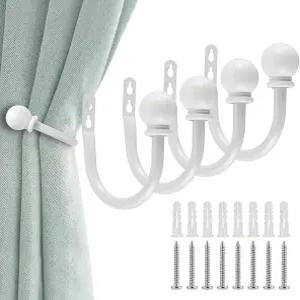 썸나콘 4종 장식 커튼 홀드백 세트 침실용 벽걸이 알루미늄 합금 창문 드레이퍼 타이백 거실 사무실 나사
