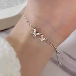 [콩심팥심]큐빅 펜던트 여성 팔찌 실버 데일리 체인 팔찌