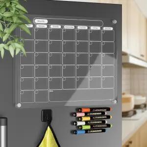 아크릴 마그네틱 드라이 이레이즈 캘린더 냉장고용 클리어 월간 화이트보드 플래너 지우기 플래닝 보드