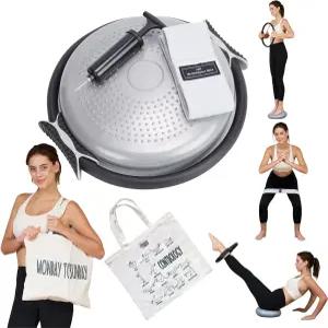 월요일부터 일요일까지 필라테스 링 에어 밸런스 패드 저항 밴드가 있는 베터 미 키트 가이드가 캔버스