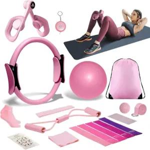 여성용 필라테스 볼 및 링 세트 허벅지 마스터가 포함된 가정용 키트 5단계 저항 밴드 요가 근육 마사지