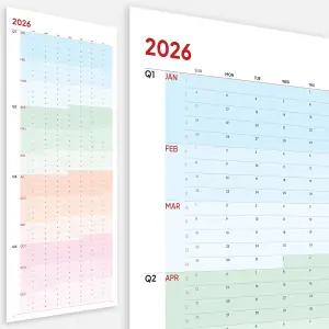 대형 벽 달력 2026 39 x 17 인치 - 롤링 위한 건식 지우기 가능한 플래너 수직 레이아웃 고품질 인쇄 광택