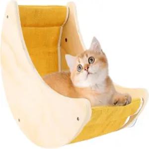 고양이 창문 침대 안쪽 좌석 수면 및 관찰을 위한 강력한 흡입 컵이 있는 나무 반달 모양의 농어