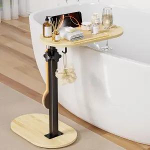높이 조절 가능한 대나무 욕조 테이블 독립형 트레이 캐디 보드 정리함 집 따뜻하게 선물 새 기념일 결혼