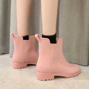 여자 여름 비올때 신발 패션 레인 부츠 무광 고무 방수레인부츠