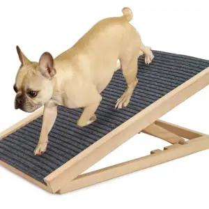 아우얼스룸 원목 높이조절 가능한 휴대용 강아지계단 슬개골탈구 미끄럼방