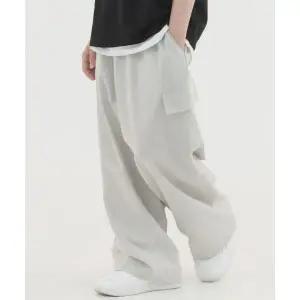 매장정품 PIANER KIDS 린넨 라이크 와이드 카고 팬츠 (연그레이)