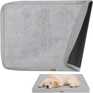 티브레이 반려견 침대 커버 3면 연속 지퍼 방수 라이너 부드러운 플러시 반려동물 매트리스 푹신한 보호대