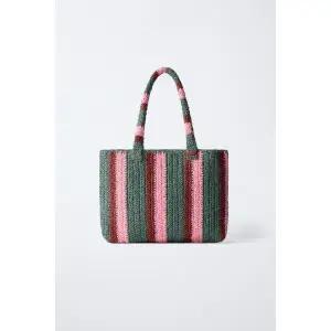 ZARA 자라 스트라이프 토트백 - 핑크 143056