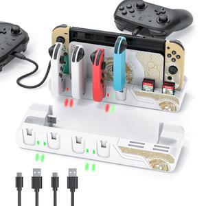 닌텐도 스위치 OLED와 호환되는 스위치 컨트롤러 충전 도크 - 젤다의 전설: 킹덤 에디션의 눈물과 스위치 모델 조이콘, 6 조이콘용 스위치 충전소, 게임 저장 스탠드