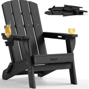 수윈 접이식 애디론댁 의자 HDPE 전천후 파이어 피트 컵 홀더 2개가 있는 플라스틱 파티오 가든 야외 잔디