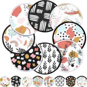 게조이 24피스 추상 식물 접이식 플라잉 디스크 팬 핸드헬드 컴팩트 쿨링 멀티 롤 라운드 여성 남성 파티용