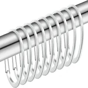 실버 샤워 커튼 링 욕실용 방청 후크 로드 행거용 ZESLMG 크롬 장식 12개 세트