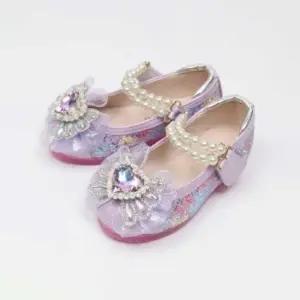 국산 보석리본진주 여아 발등장식 공주구두