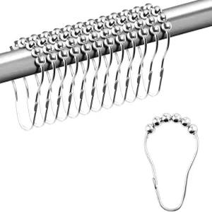 욕실용 이클루 샤워 커튼 후크 샤워봉용 장식 링 금속 방청 스테인리스 스틸 행거 12개 세트 크롬