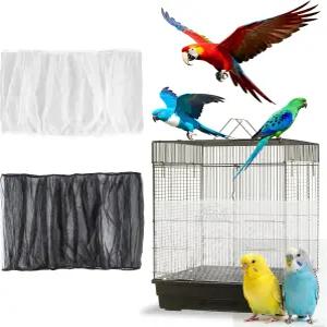 RAINFLOW 2pcs 새장 커버 - 씨앗 캐처 나일론 네쉬 둥근 사각형 카나리아 잉꼬 비둘기 메추라기 큰 키 새