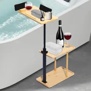 3겹 욕조 트레이 테이블 벽에 기대는 트 가능한 독립형 대나무 캐디 고급 스파 및 하우스 워밍 뉴 홈을