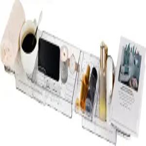 욕조용 확장 가능한 트레이 미끄럼 방지 디자인의 투명 아크릴 캐디 방수 욕실 수납 여성용 정리함 최대