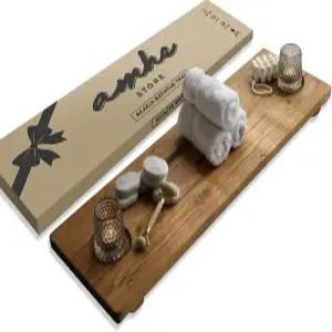 아메 스토어 럭셔리 러스틱 아카시아 우드 내구성이 뛰어나고 방수 기능이 미니멀하며 35x9 인치로 조절