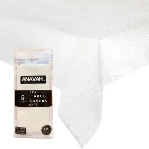 직사각형 테이블용 종이 테이블보 5팩 흰색 일회용 3겹 및 플라스틱 54인치 x 108인치 커버 다양한 행사