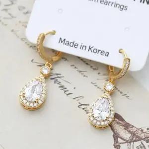 스터드귀걸이 골드필드 핀 블링 큐빅 골드 원터치링 귀걸이 14K