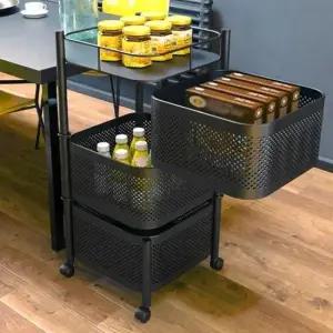 사이드트롤리 3단 철제 트롤리 수납 장보기 선반 이동식