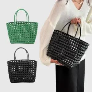 큰손 격자 바구니 토트백 가방 여성 그물 네트 여름 비치백 스트로우백 바스켓 위빙 스퀘어 피크닉