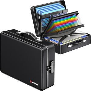 방화 지퍼가 있는 ANZAKY 문서 상자, 잠금 장치가 단단한 내부 쉘 가방, 방수 중요 정리함 16인치 노트북 파일 서류 가방(블랙)