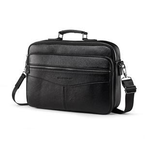 남성용 화지마오 비즈니스 노트북 서류 가방 15.6인치 순정 가죽 컴퓨터 사첼백 레트로 방수 핸드헬드 숄더백 남성 오피스 출퇴근 여행
