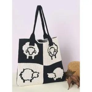 [라일리] Rly 캐주얼 패션 손가방 유행 여성 니트 쇼퍼백 검정