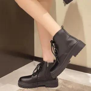 [라일리] Rly 여성 하이 볼드 솔 키높이 빅사이즈 워커 레더