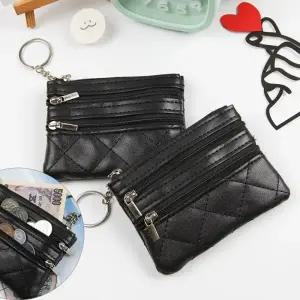 3포켓 여행 동전 보관 파우치 소품 주머니 블랙 1P