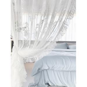 거실 레이스 쉬폰 커튼 발코니 침실 설치 25 프랑스 연꽃 펀치