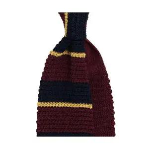 매장정품 MANNERGRAM 실크 프레피 니트타이 와인네이비옐로우