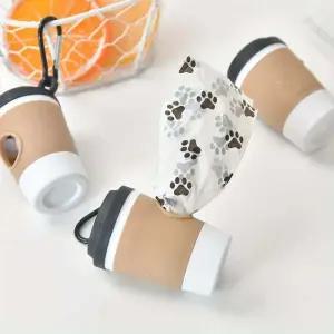 커피 컵 모양 애완 동물 쓰레기 봉투 디스펜서 휴대용 야외 개 산책 화장실 따기 보관 상자 없음