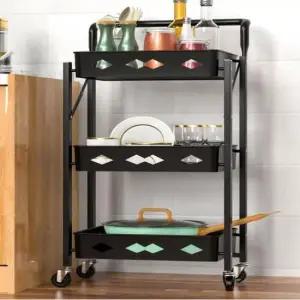 스텐설거지통 공간활용 접이식 폴딩 바퀴달린 3단 선반 수납 트롤리