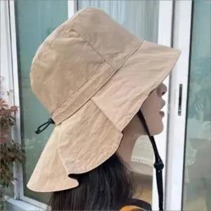 여성 플랩캡 스트링 벙거지 버킷햇 모자 자외선차단 여름 등산 물놀이