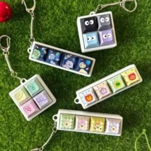 네모 사각 캐릭터 키캡 키링 가방고리 파우치 키홀더