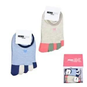 미치코런던 귀여운 컬러 배색 여성 발가락 덧신 5켤레 페이크삭스