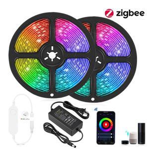 Tuya Zigbee RGB LED 스트립 12V 1m 2m 3m 4m 5m 디밍이 가능 램프 방수 조명 밴드 키트 스마트 라이프 APP