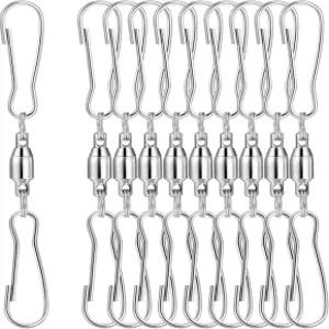 TecUnite 10팩 회전 후크 클립 매끄러운 듀얼 매달기 윈드록 스피너 차임 크리스탈 트위스터 파티 용품