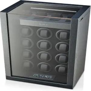 실내 조명이 있는 12개의 시계와 4개의 보관 슬롯(카본)을 위한 타임큐브 와인더