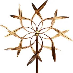 스탠우드 바람 조각 키네틱 구리 듀얼 스피너 - 춤추는 버드나무 잎