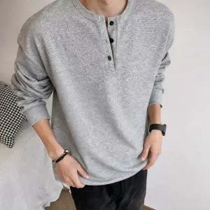 [모로엠] 남성 루즈핏 헨리넥 와플 긴팔 티셔츠 ON-TSA-QWFN0XNM