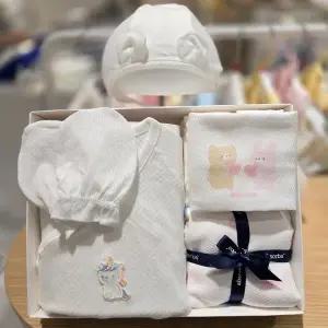 [압소바](대구신세계)[출산/태교선물 2종] 케잉모달 배내슈트(손싸개,모자)+ 토곰자가드손수건(10SET)//...