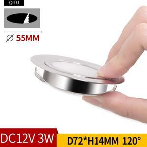 QITU 매립형 슬림 소형 다운라이트 RV 천장 LED 캐비닛 조명 55mm 스테인리스 스틸 방수 스포트라이트 DC12